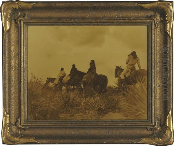 Spirit Of The Past, Apsaroke Oil Painting by Edward Sherrif Curtis