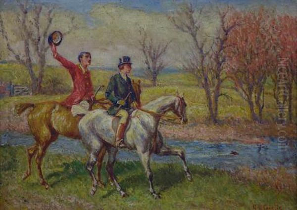 Horse And Riders Oil Painting by George Vaughan Curtis