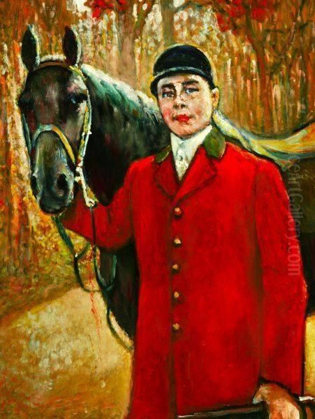 Rider And Her Horse Before The Hunt Oil Painting by George Vaughan Curtis