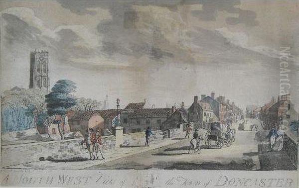 A North West View Of The Town Of Doncaster Oil Painting by Joseph Curtis