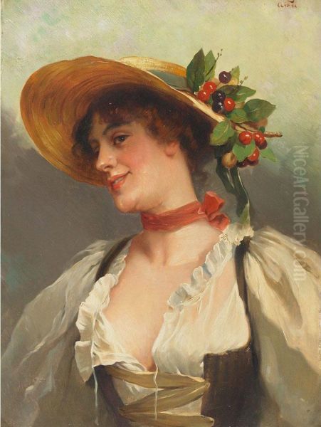 Coquetry (a Country Girl) Oil Painting by Ralph Wormsley Curtis