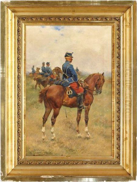 Soldado De Caballeria Oil Painting by Josep I Cusachscusachs