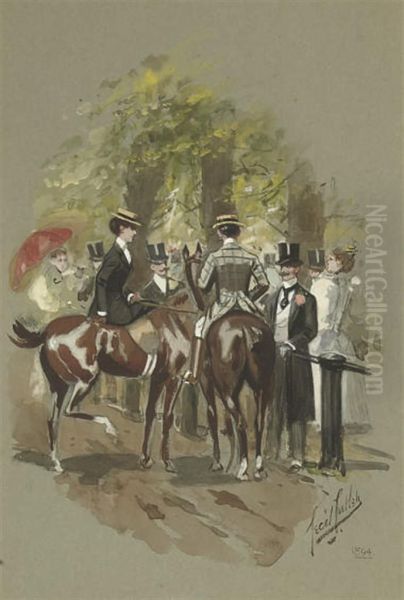 Socialising In Hyde Park Oil Painting by Cecil E.L. Cutler