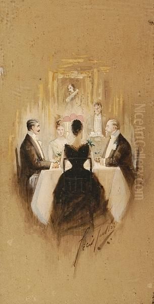 The Dinner Party Oil Painting by Cecil E.L. Cutler