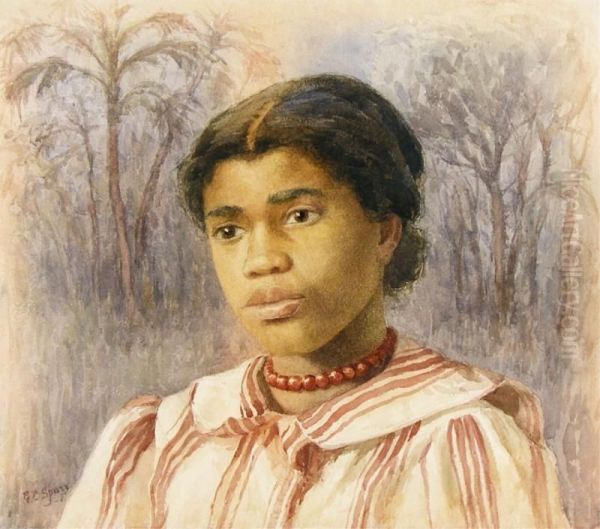 Portrait Of A Black Woman Oil Painting by Gertrude Spurr Cutts