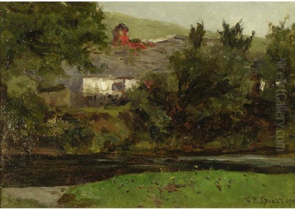 By The Conway River, N. Wales; 1905 Oil Painting by Gertrude Spurr Cutts