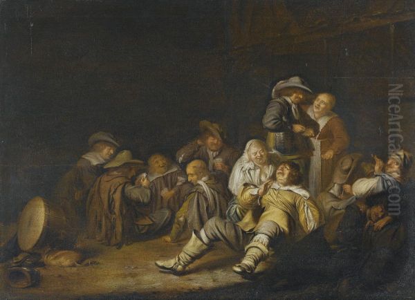 A Drunken Guardroom Scene Oil Painting by Benjamin Gerritsz. Cuyp