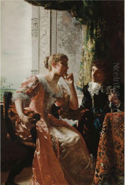 Flirtation Oil Painting by Ladislas Wladislaw von Czachorski