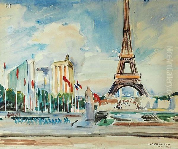 Wieza Eiffla Widziana Z Placu Trocadero Oil Painting by Maria Czajkowska-Kozicka