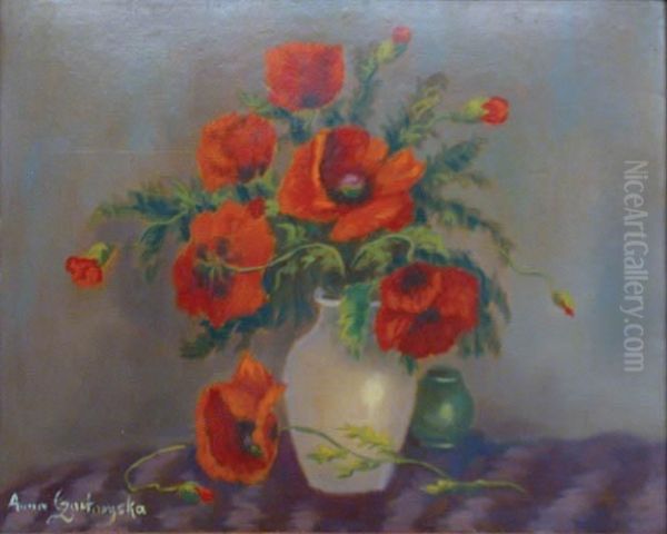 Maki W Wazonie Oil Painting by Anna Z Sapiehow Ks. Czartoryska