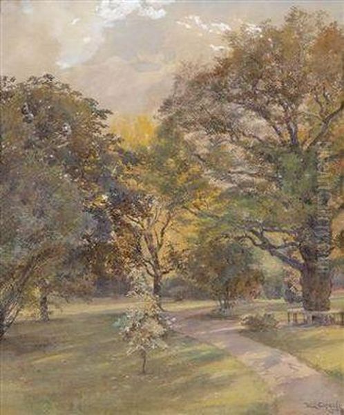 Park In Langendorf Oil Painting by Emil Czech