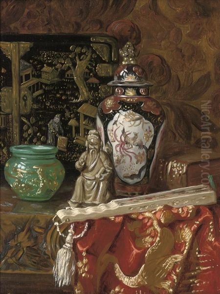 Still Life With Fan Oil Painting by Ernst Czernotzky