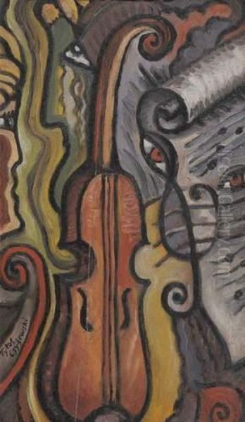 Composition Au Violon Oil Painting by Tytus Czyzewski