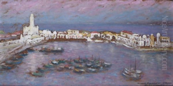 La Baie D'alger Oil Painting by Henry D Estienne