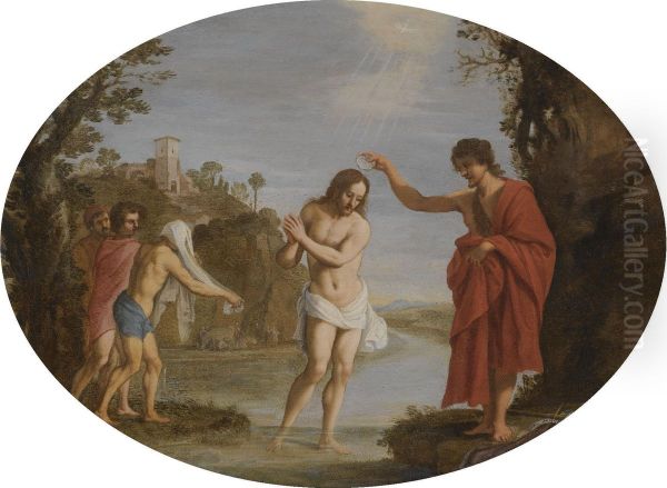 The Baptism Of Christ Oil Painting by Filippo D Angeli