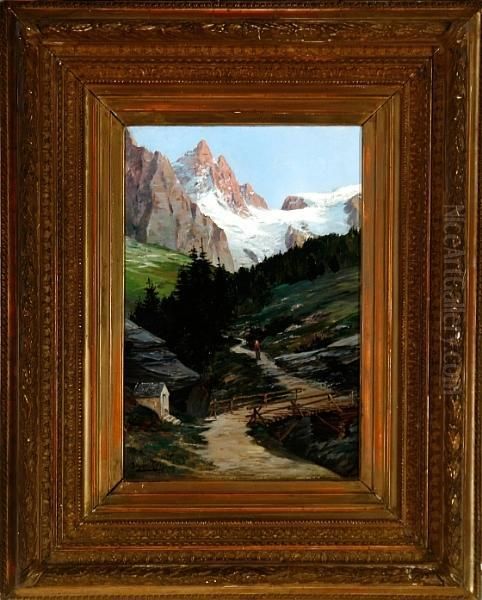 Mountain Scenery Oil Painting by Hugo, Fred. Alexianu D' Alesi