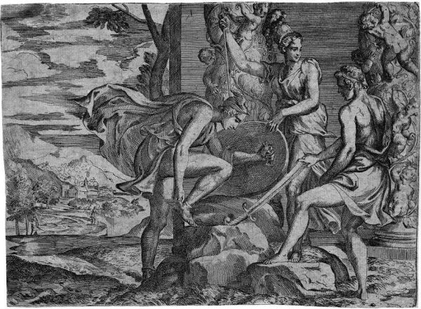 Perseus, Merkur Und Athena Oil Painting by Giovanni Battista D' Angeli