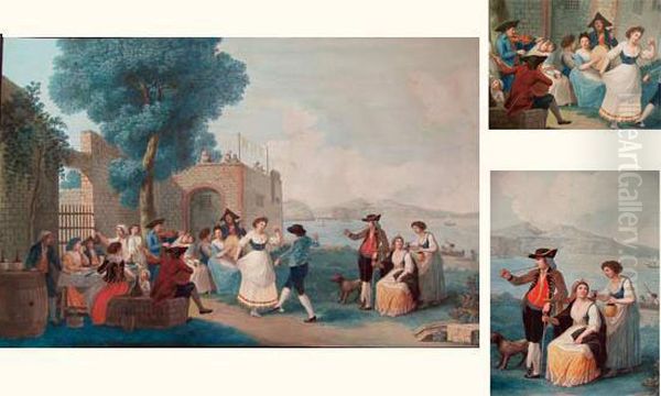 Fete Dans Une Auberge De Mergellina Oil Painting by Alessandro D'Anna