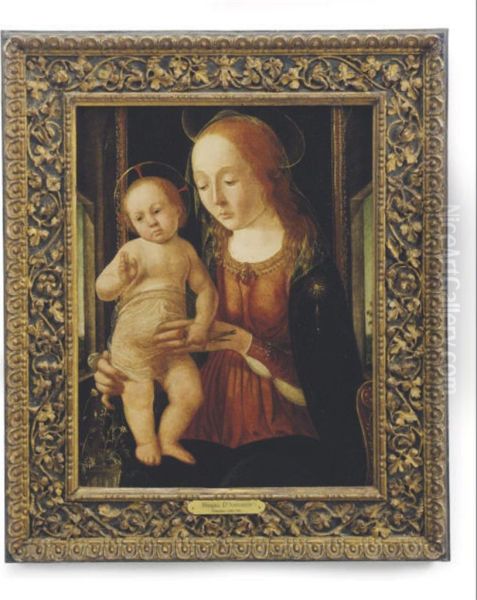 Madonna And Child Holding A Finch Oil Painting by Biagio D' Antonio