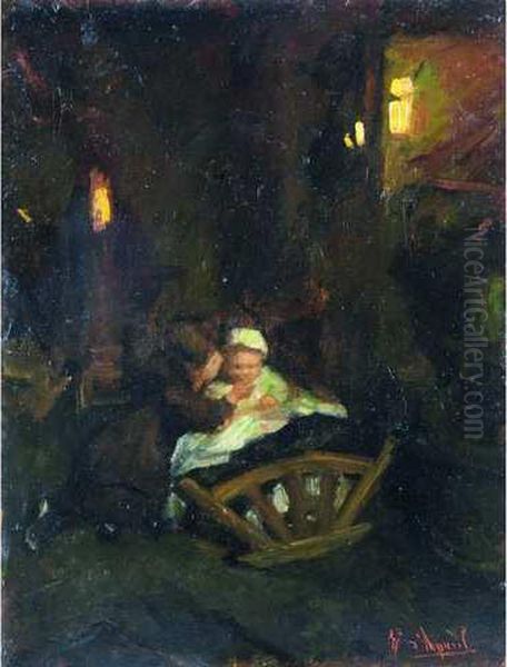 La Premiere Soupe. Oil Painting by Edouard D' Apvril