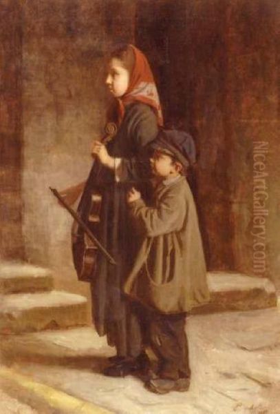 Musiciens Dans La Rue by Edouard D' Apvril