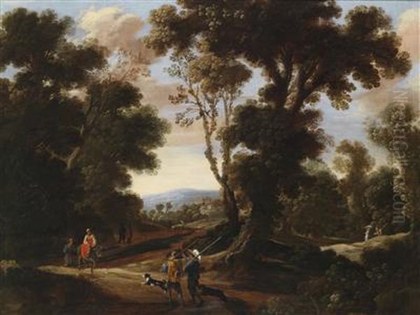 A Hunting Party In The Foret Desoignes Oil Painting by Jaques D'Arthois