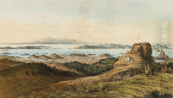 Rio De Janeiro Dessine Du Sommet Du Corcovado [1841] Oil Painting by Adolphe D'Hastrel