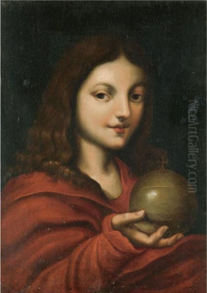 Salvator Mundi Oil Painting by Marco d' Oggiono