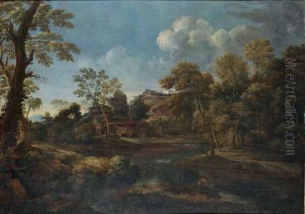 Paesaggio Nella Campagna Romana Oil Painting by Crescenzio Onofri