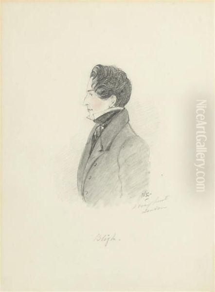 A Portrait Of A Gentleman, Half-length, In Profile Wearing A Cravat(illustrated); And A Portrait Of Quintin Dick Esq., Half-length, Inprofile Oil Painting by Alfred, Comte D' Orsay