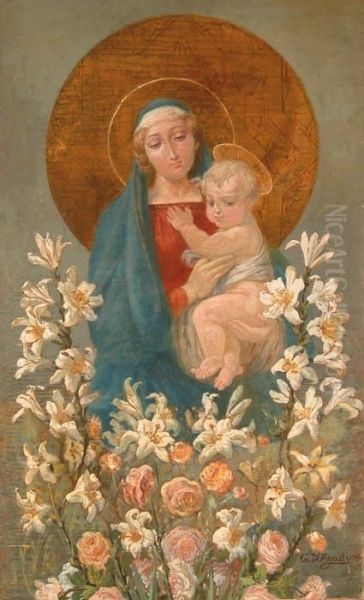 Madonna Col Bambino Oil Painting by Gaetano D'Agostino