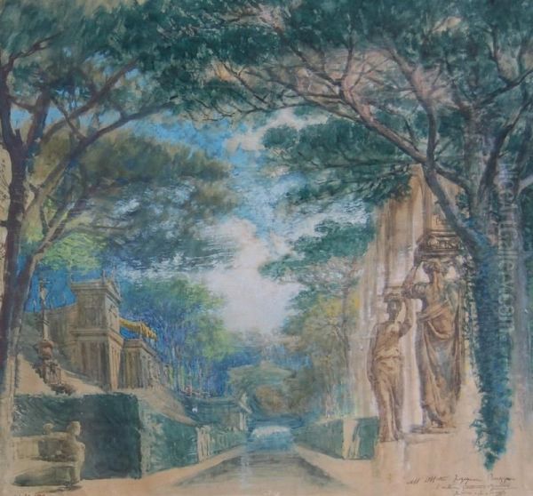 Giardino Di Villa Oil Painting by Gaetano D'Agostino