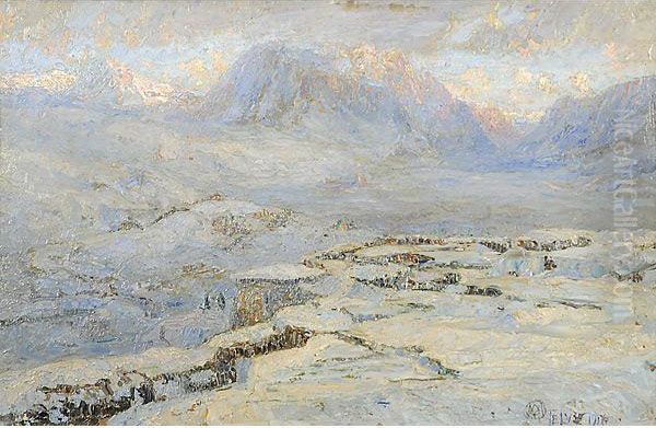 Paesaggio Innevato Oil Painting by Angiolo D'Andrea