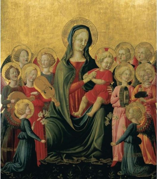 Madonna And Child With Music-making Angels Oil Painting by Francesco D'Antonio