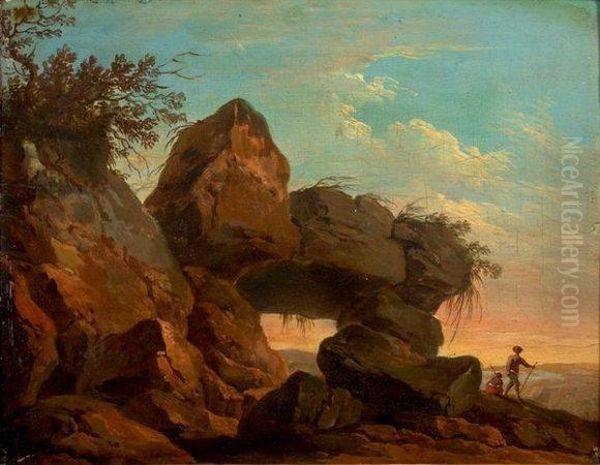 Paysage Aux Rochers Oil Painting by Crepin D'Orleans