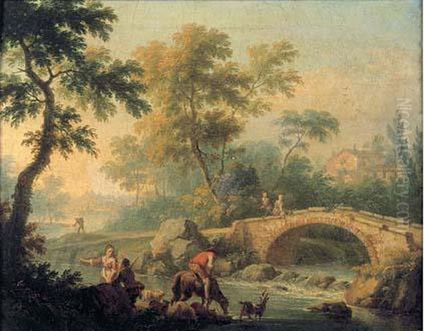 Paysage De Riviere Oil Painting by Crepin D'Orleans