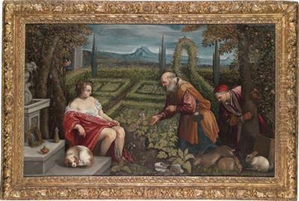 Susanna And The Elders Oil Painting by Leandro Bassano