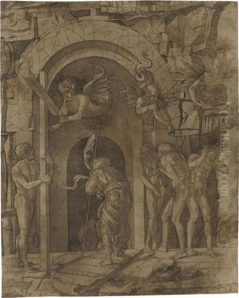 Descent Into Limbo (martineau 68; Not In Bartsch) by Giovanni Antonio Da Brescia