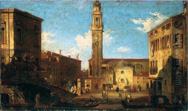 Campo Santi Apostoli A Venezia Oil Painting by Giovanni Antonio Da Brescia