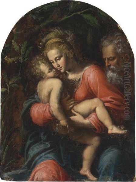 The Holy Family Oil Painting by Girolamo da Carpi