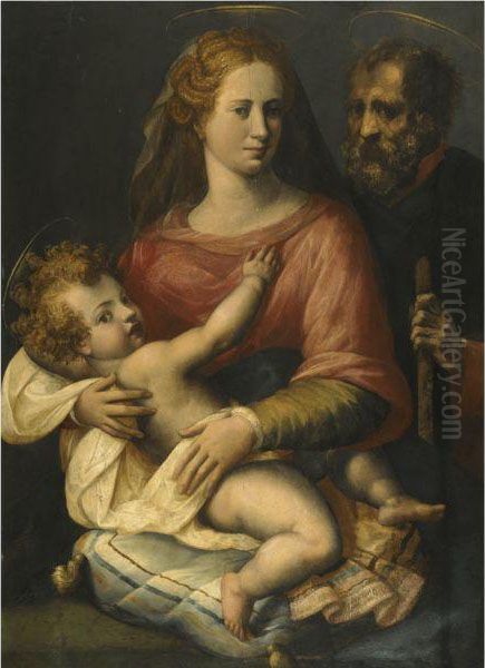 The Holy Family Oil Painting by Girolamo da Carpi