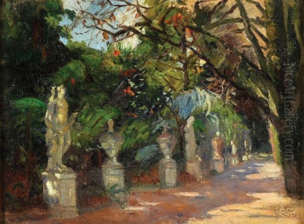 Palacio De Queluz (jardim) Oil Painting by Adriano Artur Eugen. Da Costa