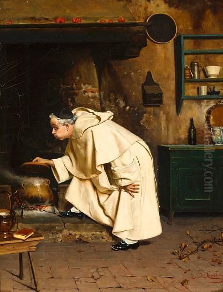 Preparing The Evening Meal Oil Painting by Luigi Da Costa