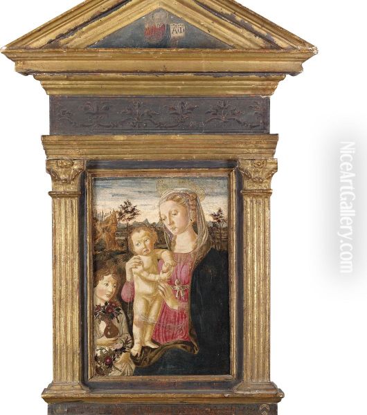 The Virgin And Child With The Infant Baptist In Alandscape Oil Painting by Jacopo Da Firenze