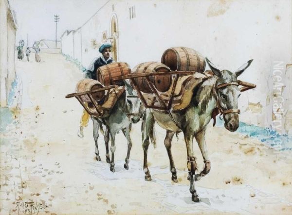 Sem Titulo - Burros Carregando Pipas Oil Painting by Alvaro Da Fonseca