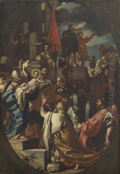 Adorazione Dei Magi Oil Painting by Francesco Da Montereale