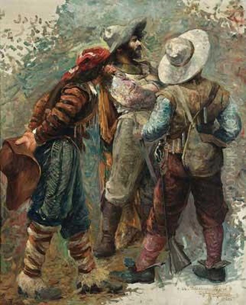 Bandeirantes Oil Painting by Antonio D. Silva Da Parreiras