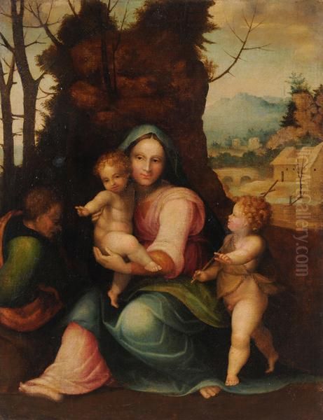 Sacra Famiglia Con San Giovannino Oil Painting by da Imola (Francucci)