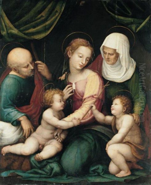 The Holy Family With Saint Elizabeth And Saint John The Baptist Oil Painting by da Imola (Francucci)