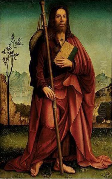 Saint James The Greater, Full-length, Standing In A Landscape Oil Painting by Antonello Da Saliba